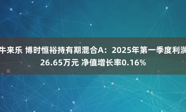 牛来乐 博时恒裕持有期混合A：2025年第一季度利润26.65万元 净值增长率0.16%